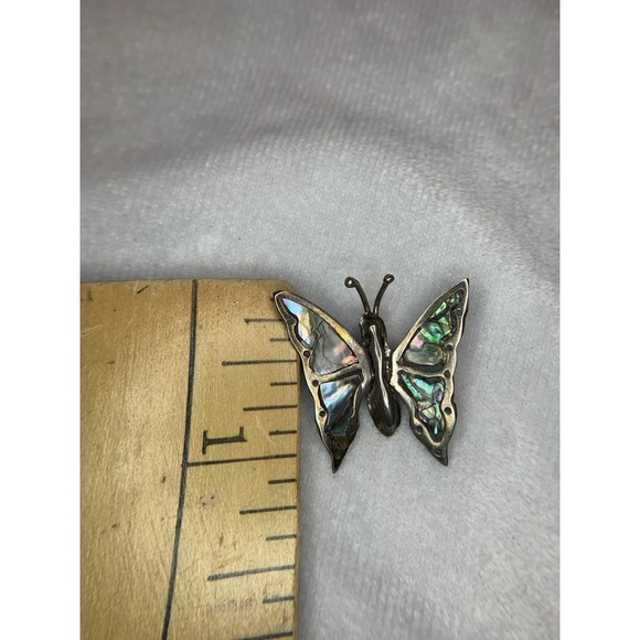 Vintage Mexico Abalone Shell Butterfly Pin Brooch STERLING SILVER 925 - Picture 4 of 4